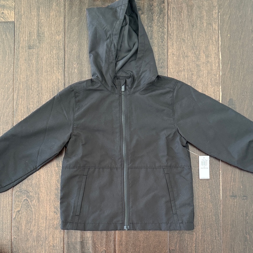 NWT Old Navy Kids Black Raincoat Light Jacket with Hood